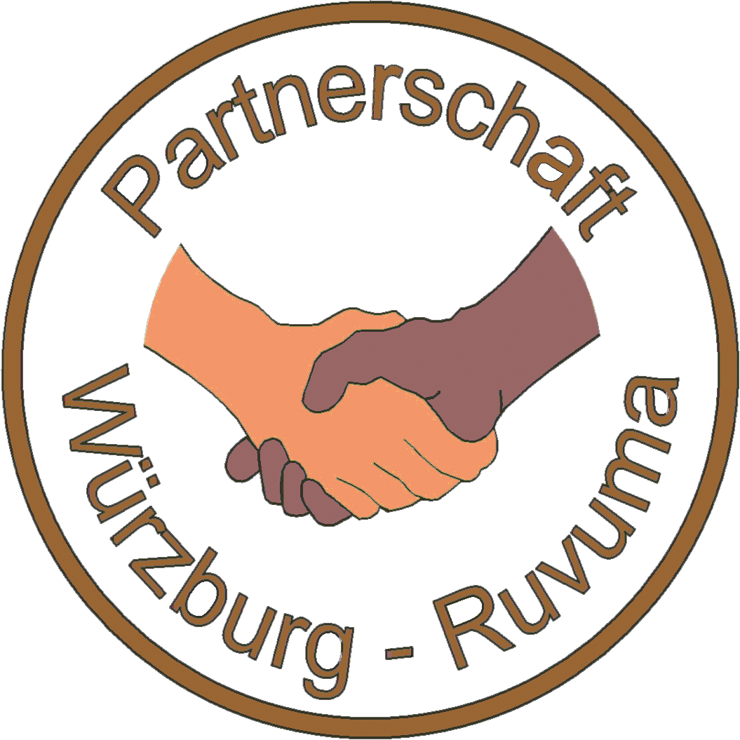 Partnerschaft Würzburg – Ruvuma, Illustration zweier Hände verschiedener Hautfarbe in partnerschaftlichem Handschlag
